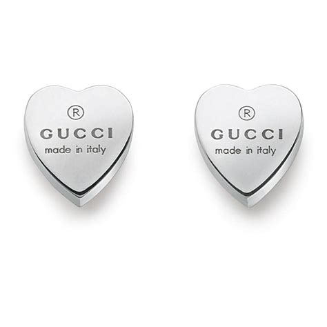 gucci trademark sterling silver heart stud earrings|Gucci trademark earrings.